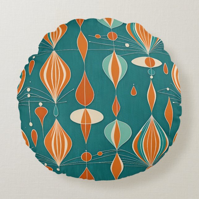 Minimal Atomic Drops Design Round Pillow (Front)