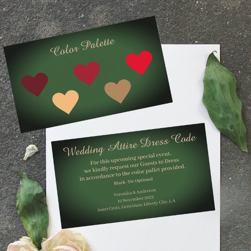 Minimal Attire Dress Code Wedding Ceremony Green Enclosure Card