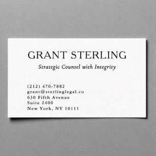 Minimal Attorney at Law Black White Legal  Business Card