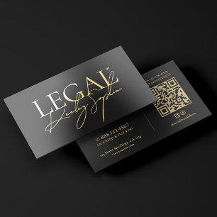 Minimal Attorney Legal Consultant Black Gold Foil Business Cards