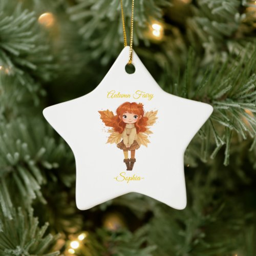 Minimal Autumn Fairy – Personalized Ornament