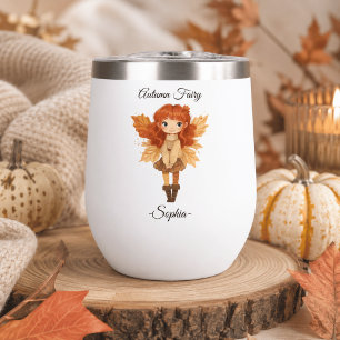 Minimal Autumn Fairy – Personalized Thanksgiving Thermal Wine Tumbler