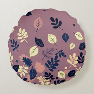 Minimal Autumn Leaves Round Pillow