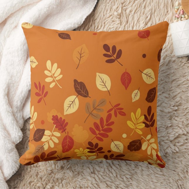 Minimal Autumn Leaves Throw Pillow (Blanket)