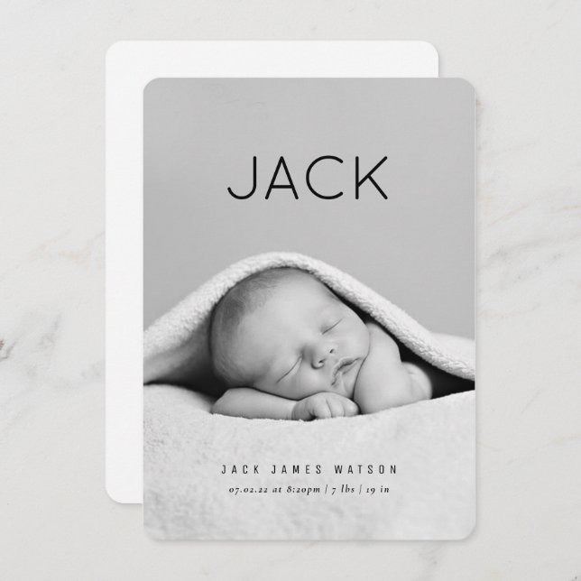 Minimal Baby Birth Announcement (Front/Back)