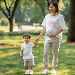 Minimal Baby Booties Due Date Pregnancy T-Shirt