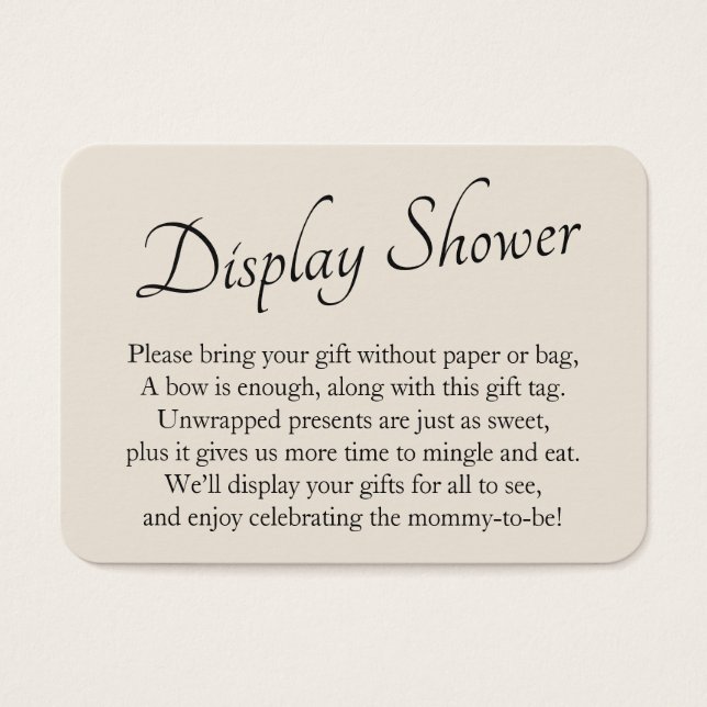 Minimal Baby Display Shower Cream Gift Card (Front)