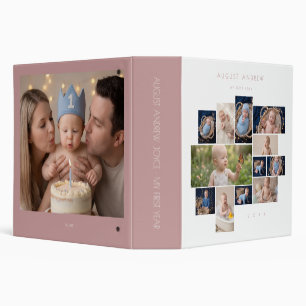 Minimal Baby First Year Dusty Pink Collage LPM26 3 Ring Binder