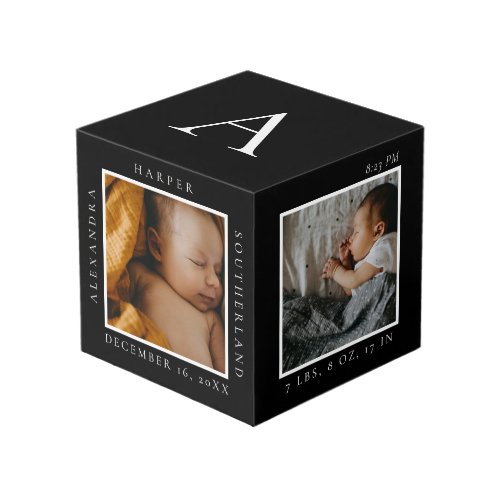 Minimal Baby Name  Birth Stats Photo Keepsake Cube