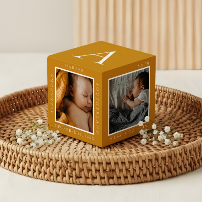 Minimal Baby Name & Birth Stats Photo Keepsake Cube (Minimal Baby Name & Birth Stats Photo Keepsake Cube)