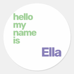 Minimal Baby Name Sticker – Purple “Hello” Tag