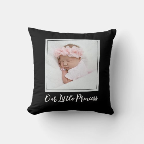 Minimal Baby Photo Template Grandparents Keepsake Throw Pillow