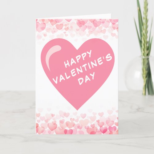 Minimal Baby Pink Heart Happy Valentines Day Holiday Card
