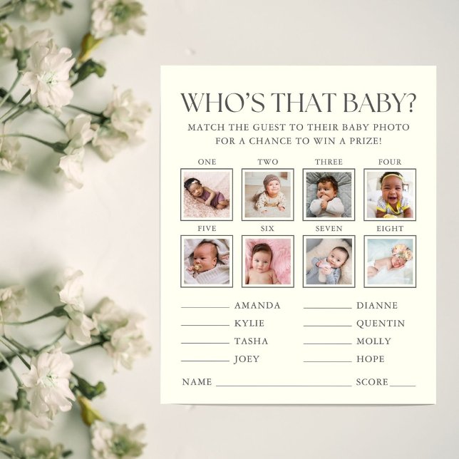 Minimal Baby Shower Guess the Baby Photo Game (Creator Uploaded)