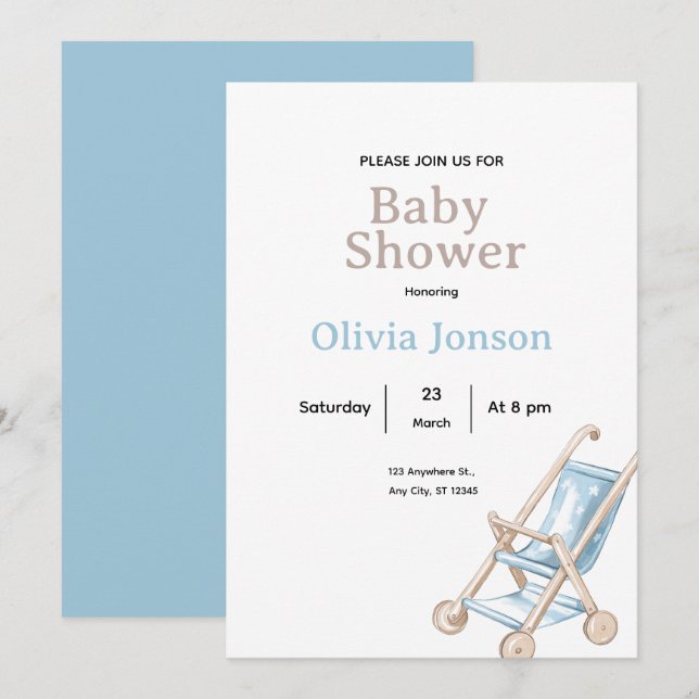 Minimal Baby Shower Invitation,ditable Baby card (Front/Back)