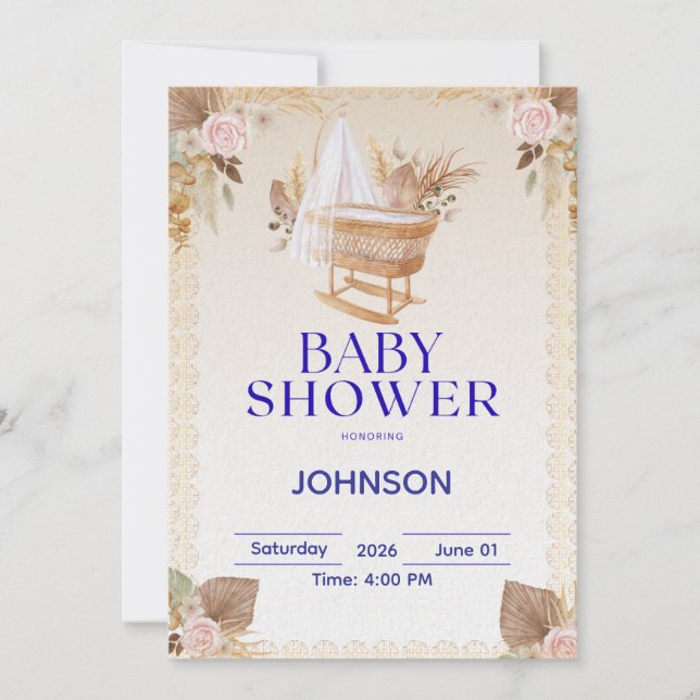 Minimal Baby Shower Invitation | Modern Neutral (Front)