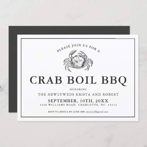 Minimal Backyard Crab Boil Barbecue Invitation