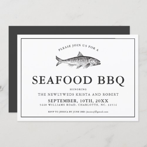 Minimal Backyard Seafood Barbecue Invitation