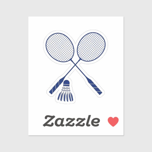 Minimal Badminton Rackets Shuttlecock Birdie Blue  Sticker (Sheet)
