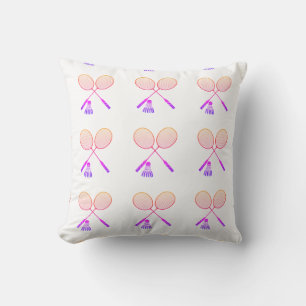 Minimal Badminton Rackets Shuttlecock Birdie Ombre Throw Pillow