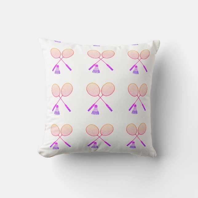 Minimal Badminton Rackets Shuttlecock Birdie Ombre Throw Pillow (Front)