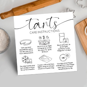 Minimal Bakery Quiche Pie Tarts Care Instructions Square Business Card