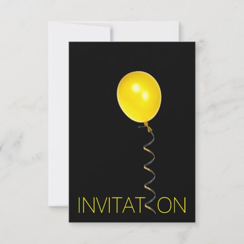Minimal Ballon Yellow Black Vip Party Invitation