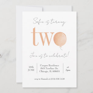 Minimal Balloon Second Birthday Invitation