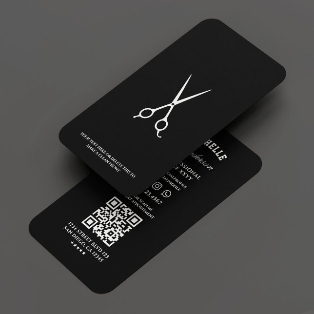 Minimal Barber Barbershop Scissor Black Business Card (Minimal Barber Barbershop Scissor Black Business Card
)