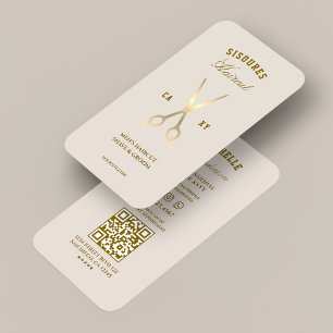 Minimal Barber Sand Scissors Barbershop Business Card