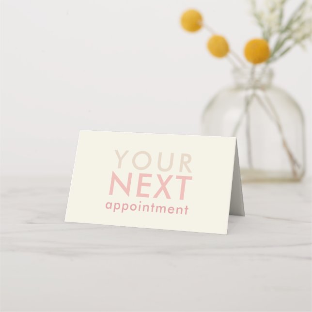 Minimal Basic Appointment Card in Off-White & Pink (Front)