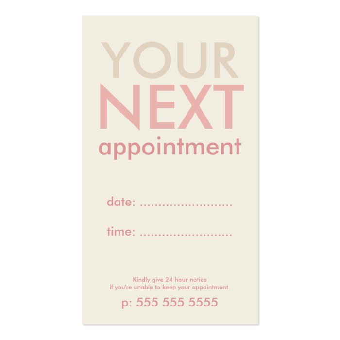 minimal basic appointment card in offwhite pink zazzle minimal basic appointment card in offwhite pink zazzle