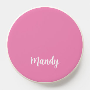 Minimal Basic Name Monogram Pink and White PopSocket