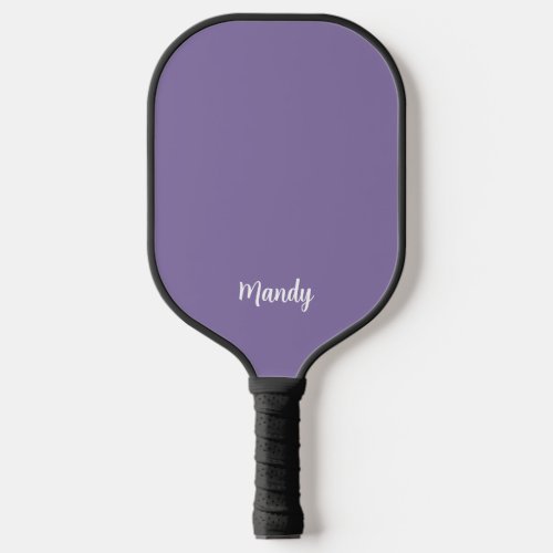 Minimal Basic Name Monogram Purple and White Pickleball Paddle