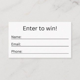 Minimal Basic Raffle Ticket Enter To Win Enclosure Card