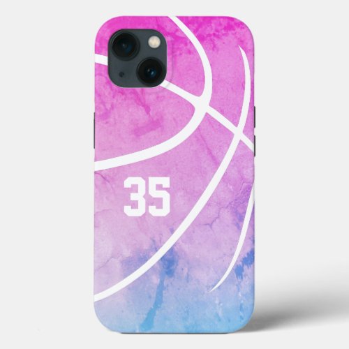 minimal basketball girly pastels iPhone 13 case