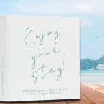 Minimal Beach House Guest Information 3 Ring Binder<br><div class="desc">Modern guest information binder features a minimal design in a simple tropical white and turquoisecolor palette. "Enjoy your stay!" in elegant script with branded name and address or custom text; guest information subject presented in simple font. Shown with a custom welcome message, address and braded name and on the front...</div>