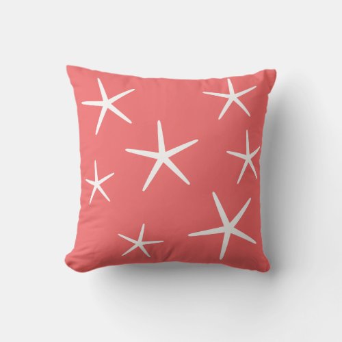 Minimal beach house starfish pattern throw pillow