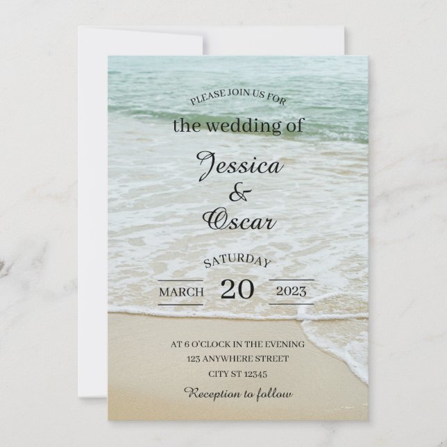 Minimal Beach Ocean Wedding Invitation (Front)