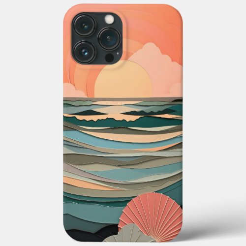 minimal beach sunset iPhone 13 pro max case