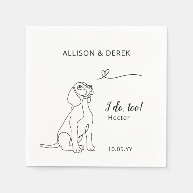 Minimal Beagle I Do Too Heart Dog Wedding   Napkins (Front)