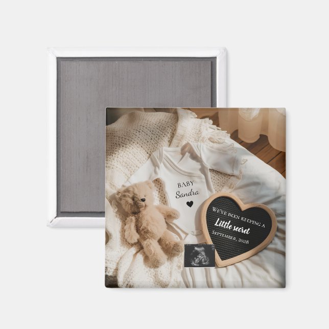 Minimal Bearly Wait teddy pregnancy announcement  Magnet (Front/Back)
