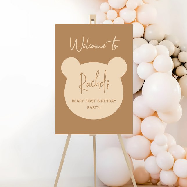 Minimal Beary First Birthday Welcome Sign (Creator Uploaded)