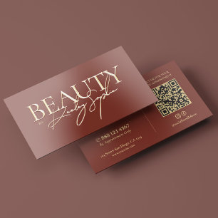 Minimal Beauty Practitioner Dark Terracotta Gold Foil Business Cards