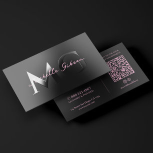 Minimal Beauty Professional Marketing Pink Black Raised Spot UV Business Card