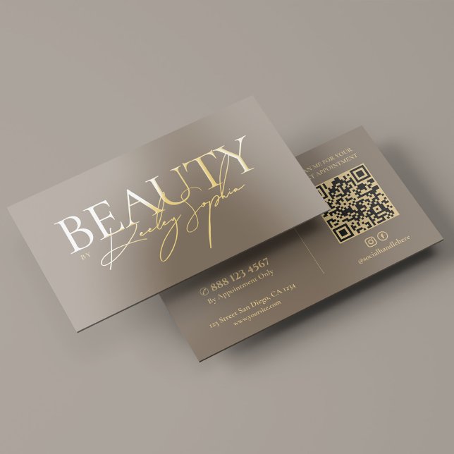 Minimal Beauty Salon Esthetician Taupe Gold Foil Business Cards (Minimal Beauty Salon Esthetician Taupe Gold Foil Business Cards
)