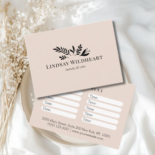Minimal Beige Botanical Salon Appointment Card