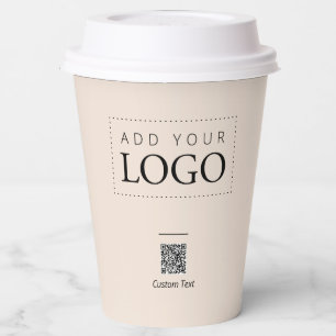 Minimal Beige Business Logo Custom Promotional Paper Cups