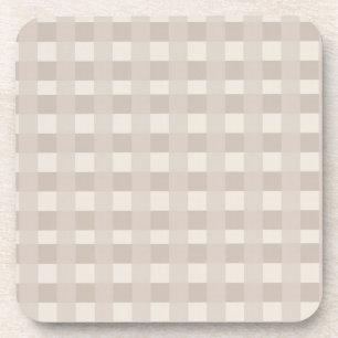 Minimal Beige Checkerboard Design Beverage Coaster