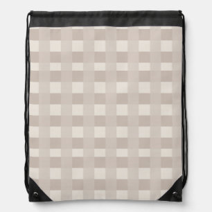 Minimal Beige Checkerboard Design Drawstring Bag